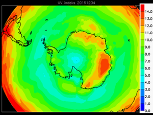 Ozonhullet over Antarktis den 4. december
