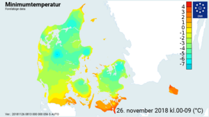 Temperaturfordeling over Danmark